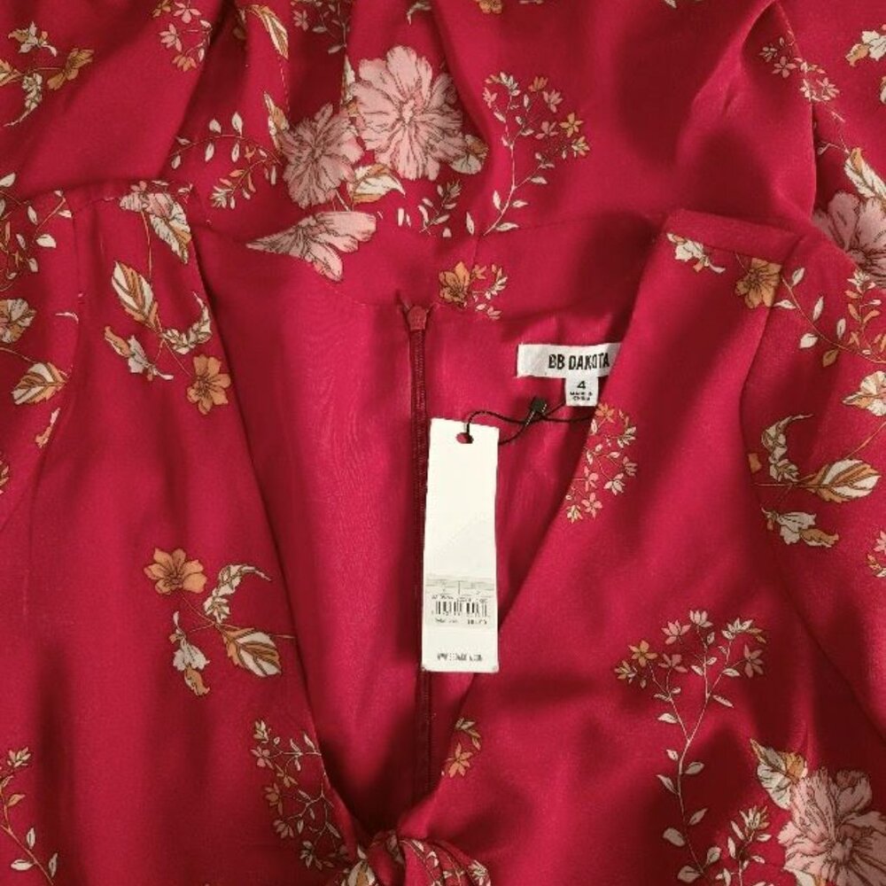 NWT BB Dakota red floral print dress sz 4 - Picture 4 of 6